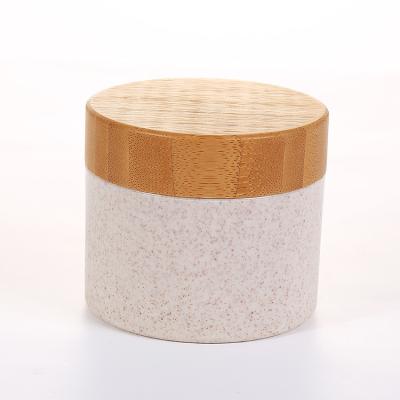 China Personal Wholesale Wheat Straw Environmental Friendly Packaging 0.1oz 0.2oz 0.3oz1oz 2oz 3oz 4oz 5oz 6oz 7oz 8oz Cosmetic Skin Care Jars With Bamboo Lids for sale