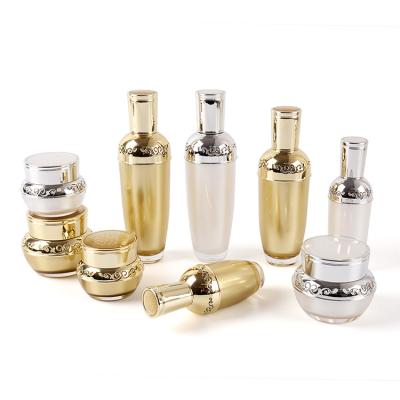 China Personal Packaging 30ml 50ml 80ml 120ml Emulsion Sample Packaging 30ml 50ml 80ml 120ml Skin Care Lotion Pump Bottles Personal Luxury Gold White Acrylic UV Onion Bottles for sale