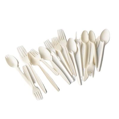 China Disposable Cornstarch Biodegradable Disposable Cutlery Sets PSM 6 Inch Spoon Fork Knife Party Restaurant Cutlery Sets for sale