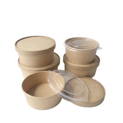 China Disposable Takeout Food Container Around Kraft Paper Tub Soup Bowl Salad Bowl for sale