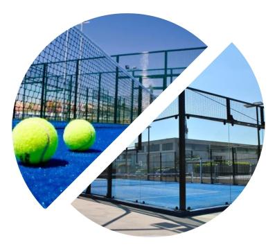 Cina I campi caldi di paddle tennis di vendita 12mm chiaramente hanno temperato la corte all'aperto panoramica di vetro di Padel in vendita