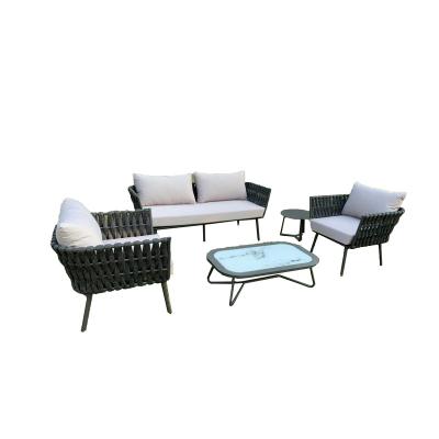 China Luxury Outdoor Aluminum Rope 4pcs Garden Sofa Set for sale