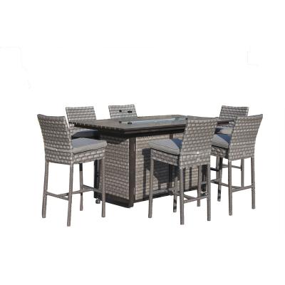 China Outdoor Fire-pit Luxury Patio Rattan Bar Set For Garden Use for sale