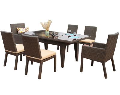 China Outdoor Dining Table Set Of 6 Luxury Rattan Chairs for sale