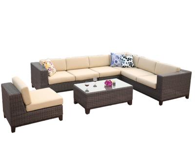 China New Rattan Furniture Luxury Outdoor Sectional Garden Sofa Patio Corner Set Rattan Modular Corner Sofa for sale