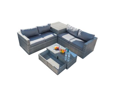 China New Design Luxury Rattan Garden Corner Sofa Set Rattan Outdoor Corner Sofa With Storage for sale