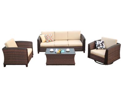 China New Luxury Outdoor Garden Sofa Set Patio Corner Sofa Set Rattan Rattan Furniture 4pcs for sale