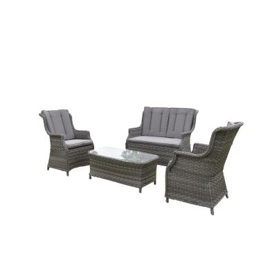 China Rattan High Sofa Set Outdoor Rattan Sofa Luxury 4pcs Back Garden Furniture for sale