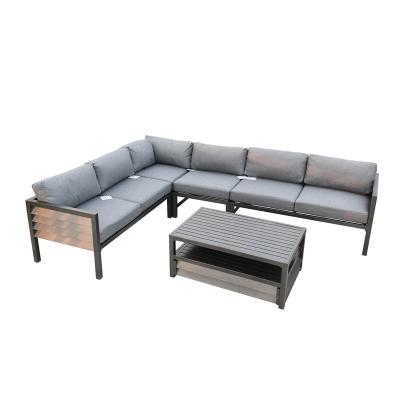 China Luxury New Design Aluminum Outdoor Corner Sofa 5pcs Sofa Set Aluminum Garden Sofa for sale