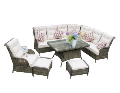 China Patio Luxury Sectional Rattan Outdoor Garden Corner Dining Sofa Set for sale