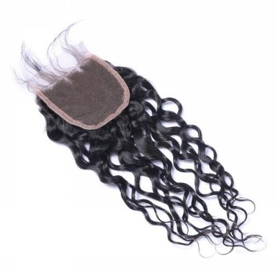 China Qingdao Top Lace Closure 45Gram Natural Color Peruvian Water Wave Human Hair  Closure for sale