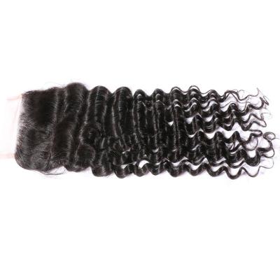 China Raw Human Indian Hair Deep Wave Closure Full Density For Top Head for sale