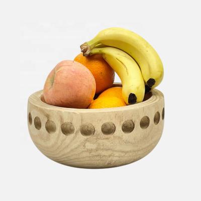 China Sustainable Custom Logo Reusable Handmade Wood Salad Bowl, Natural Wooden Fruit Salad Serving Bowls for sale