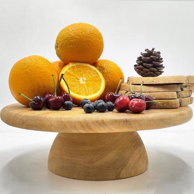 China Wholesale High Quality Viable Round Cheese Cake Dish Round Cake Stand Wooden Cake Stand for sale