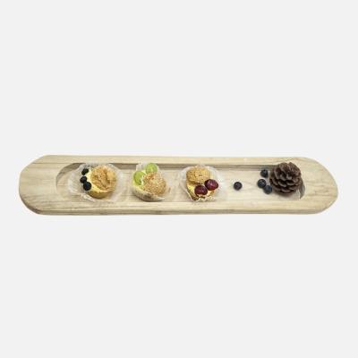 China Sustainable Household Kitchen Ware Accessories Wooden Serving Dish Set Dish And Paulownia Wood Dish for sale