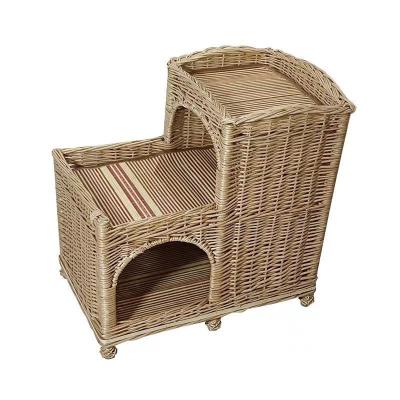 China Sustainable Handmade New Arrival Natural Rattan Materials Pet Bed With Cushion And Mat for sale