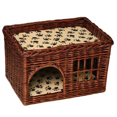 China Viable Rattan Dog Cat Beds House Kitten Furniture Pet Wicker Handwoven Basket for sale