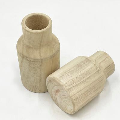 China Art Deco Rustic Wood Vases Natural Flower Display Planter Paulownia Flower Vases For Home Decoration for sale