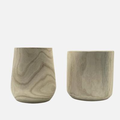 China Modern rustic decorative vase of eco-friendly natural solid handmade wooden vase materials in paulownia for sale