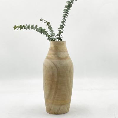 China Eco-friendly Modern Solid Wood Decor Wooden Pot Planter Vase Flower Vase Materials Wooden Vase For Ornament Desktop Crafts for sale