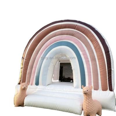 China Commercial/Birthday/Wedding/Happy White Kids/School/Party Little Toddler Mini Event 10x10ft Bounce Castle Boho Rainbow Bouncy Bounce House For Party Rental birthday for sale