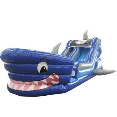 China Commercial/Birthday/Wedding/Party/School/Party Event Shark Shape PVC Outdoor Inflatable Water Slide Pool Inflatable Slides With Blower For Sale for sale