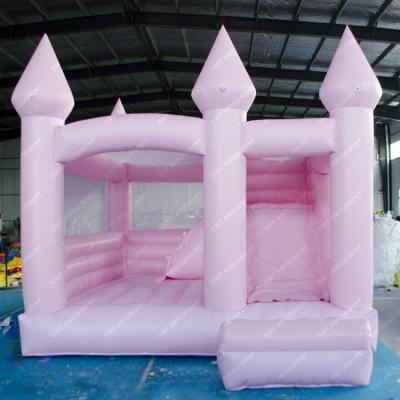 China Commercial/Birthday/Wedding/Party/School/Party Event Jumping Bouncy Castle Bounce House Pastel Pink Inflatable Combo White Slide With Blower for sale