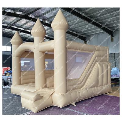 China Commercial/Birthday/Wedding/Party/School/Household Inflatable Combo Tan 14.8*14.8ft Solid Pastel Bounce Party Event With Slide For Kids Party Rental for sale