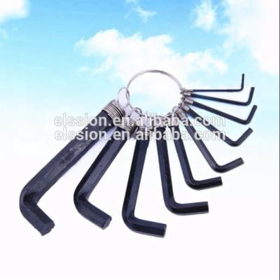 China Carbon Steel Cheap Price 10 Pcs Allen Key Hex Key Set Key Set With Key Chain for sale