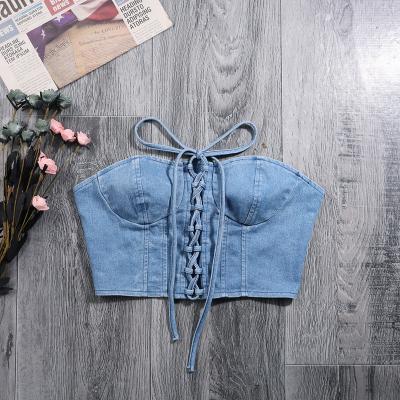 China Anti-pilling 2022 new summer new product launch denim soft spring and neckline - stitch top for sale