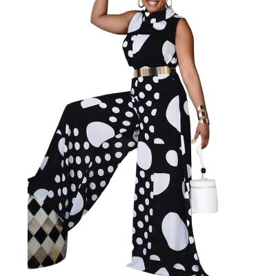 China African Print Women's Casual Sleeveless Summer QUICK DRY Plus Size Wide Leg Overalls Dresses for sale