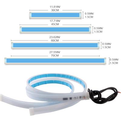 China Flexible Floating Light 12V Tube LED Strip 60cm 30cm 45cm Amber Turn Signal Lights Car Turn Headlight Driving Lamp DRL Running Light for sale