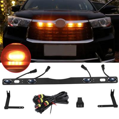 China Fog Light Illuminated ABS Plastic Car Front Grill Yellow Led Light Car Emblem Badge Illuminated Grill Light For Highlander for sale