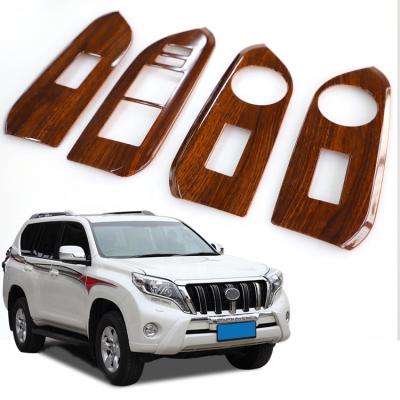 China 4 PCS Car Accessories Luxury Interior Peach Door Lock Switch Panel Cover Wood Trim For Prado for sale