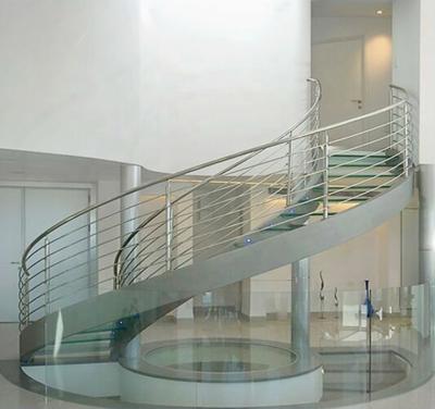 China Modern Open Riser Modern Residential Indoor Curved Stairs With Timber Steps for sale