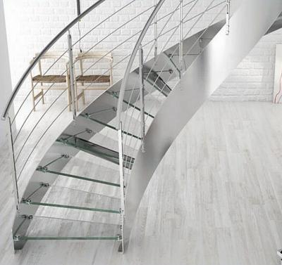 China modern round glass staircase/modern curved stainless steel staircase for sale