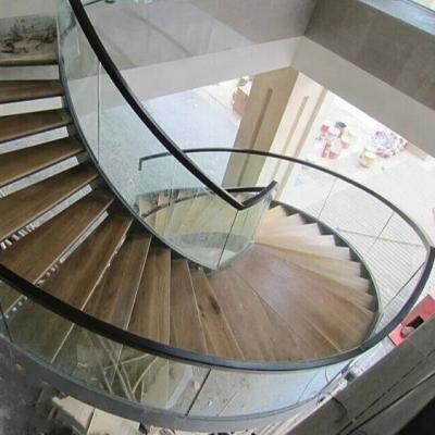 China Curved Modern Shape Steel Structure Staircase Design Indoor Villa Decoration Stairs for sale