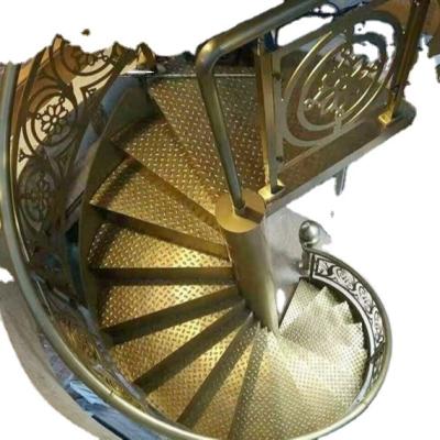 China Custom304/316 Stainless Steel Spiral Staircase Modern Metal Gold Staircase Outdoor Stairs Prefab Stairs Steel for sale