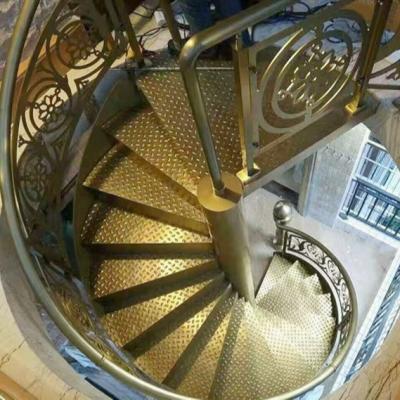 China 304/316 Stainless Steel Modern Outdoor Spiral Staircase With Post Handrail 1 Buyer Gold Staircase for sale