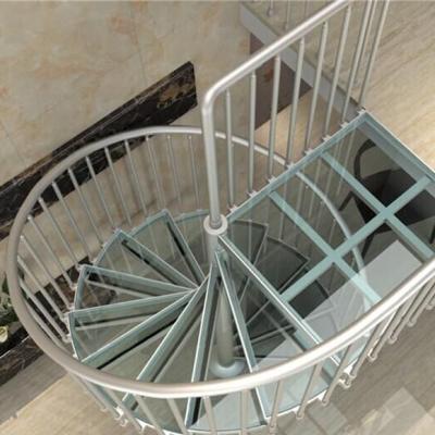 China Modern indoor antique aluminum design spiral staircase for villa decoration glass spiral staircase for sale