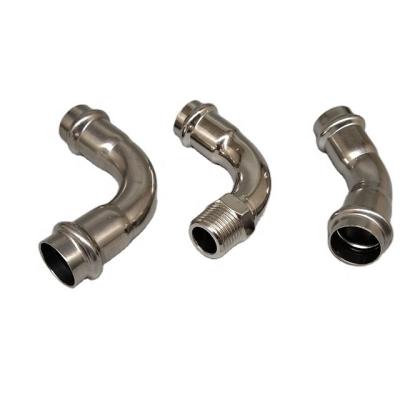 China Stainless Steel SS304 / SS316 Stainless Steel Pipe Fittings 90 Degree Elbow With Press Joint for sale