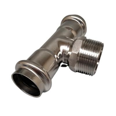 China SS304 / SS316 Low Pressure Stainless Steel Tee Connectors Stainless Steel Male Threaded Pipe Fittings for sale