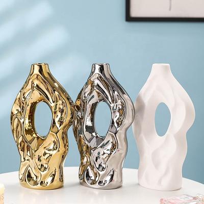 China Modern Nordic Unique Design Living Room Ornaments Flower Bud Ceramic Vase For Other Home Decor for sale