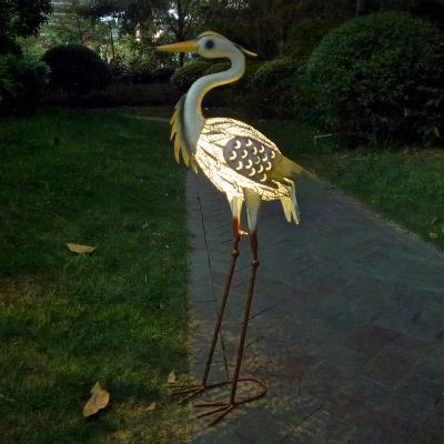 China Contemporary Hot Selling Crane Outdoor Home Decoration Animal Metal Swing Luminous Animal Decoration for sale