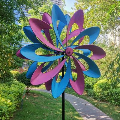 China Contemporary Hot Selling Metal Outdoor Home Decoration 3D Color Solar Windmill Yard Decoration for sale