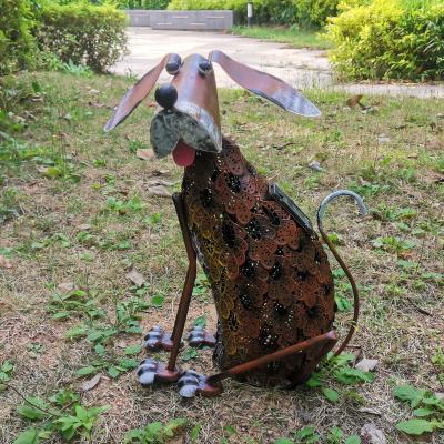 China Contemporary Hot Sale Outdoor Home Decoration Metal Yard Art Garden Decoration Iron Dog Statue for sale