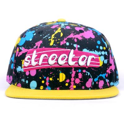 China JOINT Fashion Adult Custom Embroidered Printed Logo Cotton 6 Panel Flat Bill Caps Snapback Cap for sale