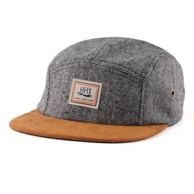 China COMMON Suede Brim 5 Panel Hat, Woven Label 5 Panel Hat, Hip Hop 5 Panel Hat for sale