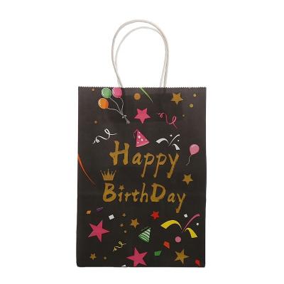 China Recyclable Kraft Paper Gift Bags Happy Birthday Favor Bags With Handle Kids Birthday Party Decorations Baby Shower Favor Bags for sale