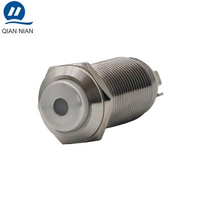 China Nickel plated brass/stell stainless push button switch with high flux led Dot Waterproof Competitive Price QN12-D4 12MM CE metal for sale